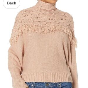 RACHEL ZOE ANDIE FRINGE WOOL BLEND SWEATER Woman’s Large MSRP $375